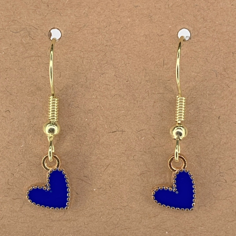 18k Gold Platted Petite Heart Dangle Earrings Fashion Jewelry